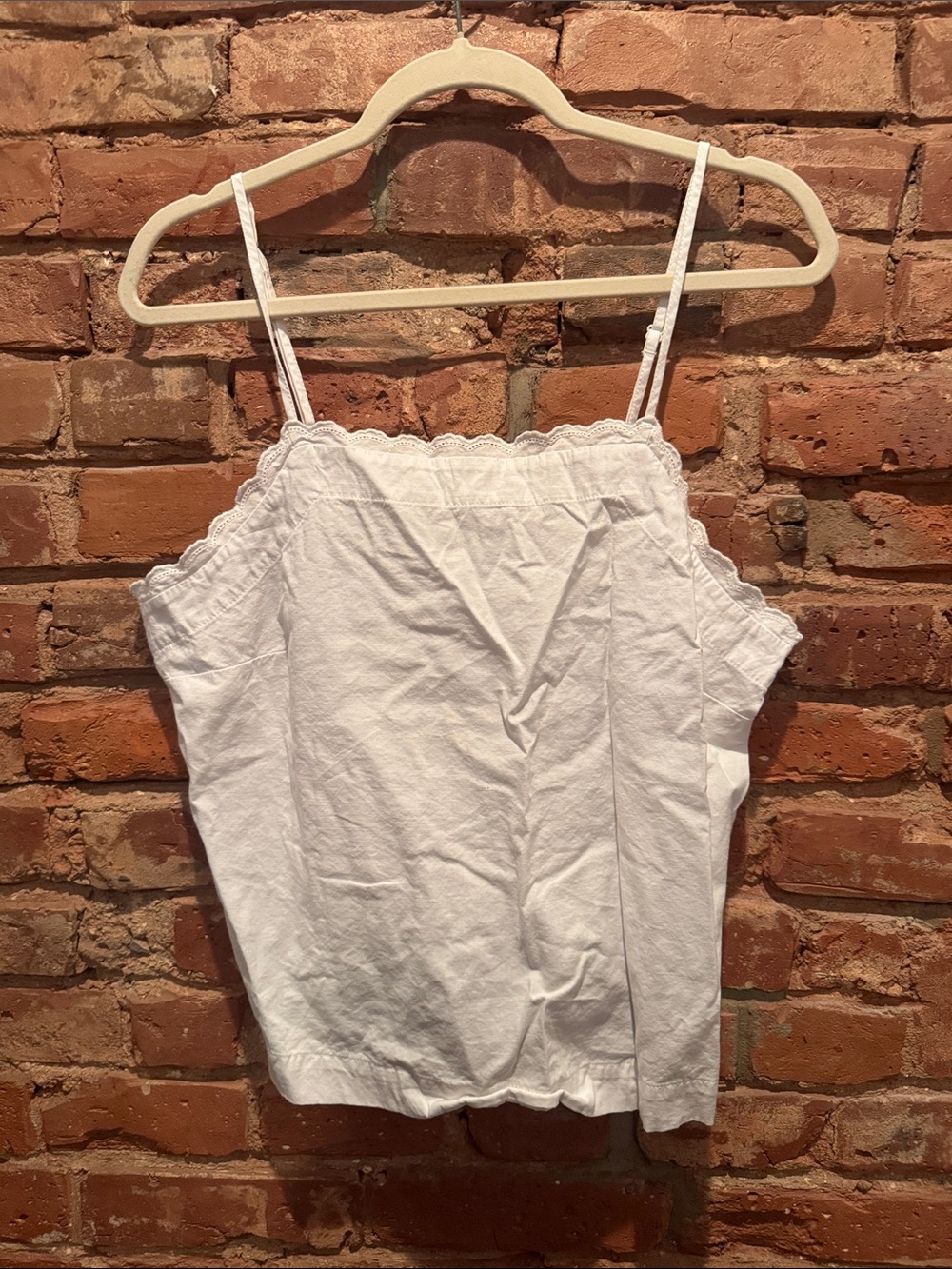 Auden White Lace-Trim Camisole Tank - Spaghetti Straps